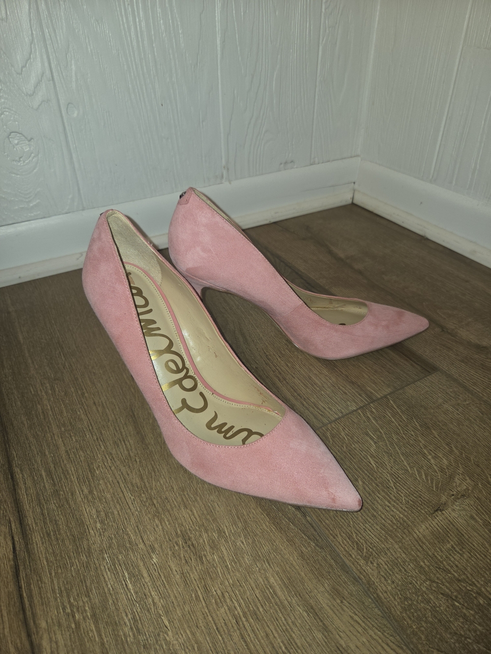 Sam Edelman Pink Suede Pointed-Toe Pumps